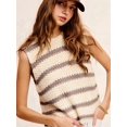 thumbnail image 2 of Women'S Europe and US Wind Loose Type Round Neck Halter Clip Striped Women'S Bottoming Shirt Sweater Khaki XL, 2 of 4
