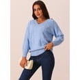 thumbnail image 2 of DARING DIVA V Neck Long Sleeve Sweater Casual Loose Chunky Pullover S Blue, 2 of 5