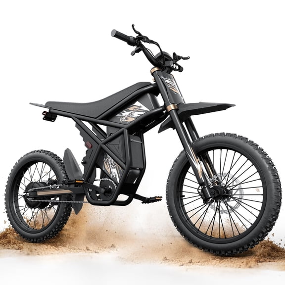 Riding'time GT73 PRO Electric Dirt Bike for Adults, Upgraded 3000W 60V 50MPH Dirtbike, 36AH Dual Battery Ebike Up to 85 Miles, 25" Motorcycle Tire, UL2849 All Terrain for Mountains, Snow, Sand
