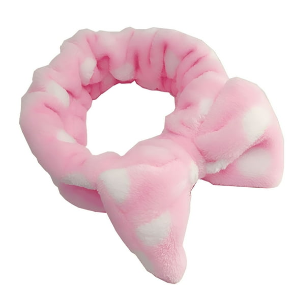 TELOLY Facial Dot Headband Women Girls Spa Microfiber Cute Turban Headband Bowknot Bow Skincare Terry Cloth Fuzzy Headbands for Washing Face Shower Bath Hair Band