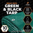 thumbnail image 2 of Lona de polietileno resistente, 20 pies x 40 pies, 10 mil de espesor, cubierta protectora impermeable con bloqueo UV, reversible, verde y negro, revestimiento laminado, ojales, de Xpose Safety, 2 of 5