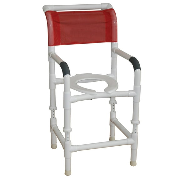 MJM International 118-LP-ADJ Adjustable height shower chair 18" internal width, no casters, 250 lbs weight capacity