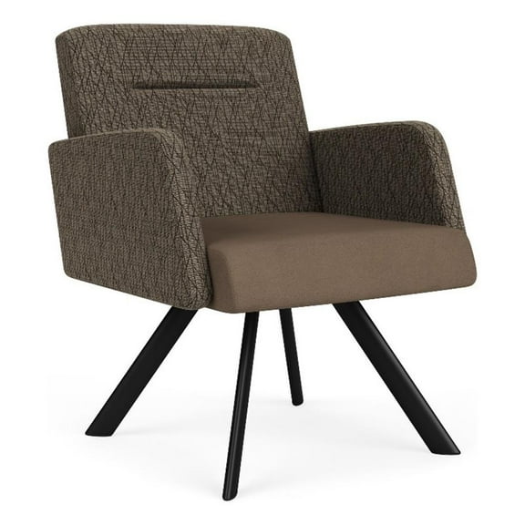 Willow Lounge Reception Waiting Swivel Guest Chair / Black Steel / Brown / Brown