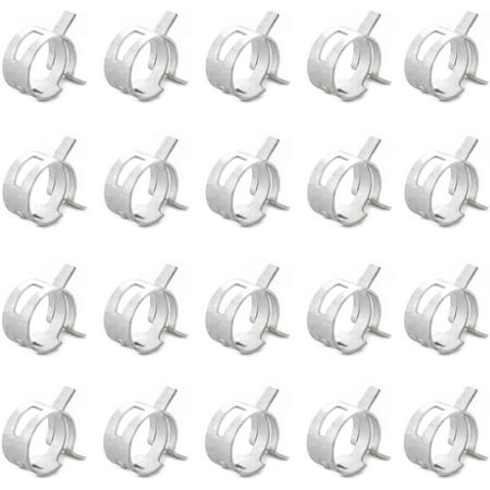 

0.75 ID Constant Tension Band Hose Clamps 19mm Spring Band Type Hose Manganese Steel Clamp Clips Clamp for Fuel Line Silicone Hose Tube White Tone 10Pcs White 21mm