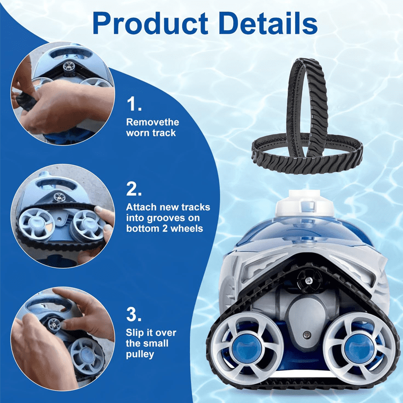 Replacement Pool Cleaner Parts Kit for MX6 MX8 Elite, Rebuild Repair Bundle with R0525100 Drive Shaft, R0527000 Bearings, R0526100 Traction Tracks & Cyclonic Brushes R0714400