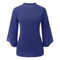 thumbnail image 1 of Blusa de gasa elegante y casual con volantes, mangas 3/4 y cuello en V para mujer - Doble capa y bajo fluido - Para la oficina o fiestas - Tallas S-XXL, 1 of 6