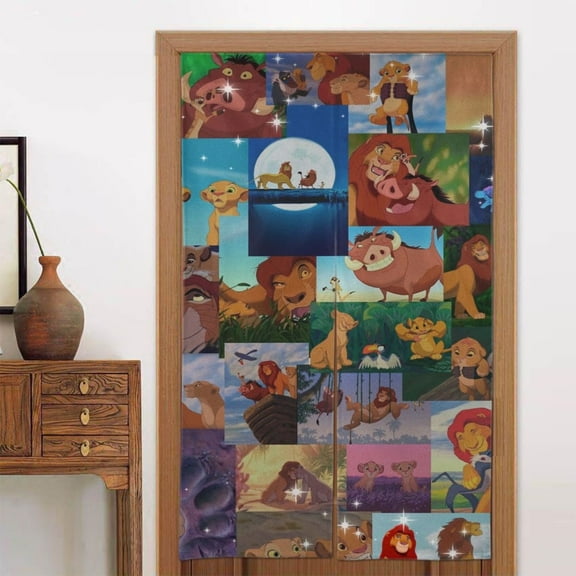 The Lion King Door Curtain Doorway Bedroom Kitchen Blackout Curtains Privacy Door Curtains Home Decor 2 Panel 34" x 56"