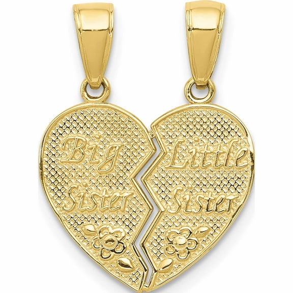 10K Yellow Gold Big Sister/Little Sister Break-Apart Charm (20 X 15) Made In Peru -Jewelry By Sweet Pea