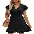 thumbnail image 2 of MesaSe Robe de Grossesse Courte d'Été pour Femmes à Manches Courtes, Col en V, Pois Suisses, Robe de Baby Shower, 2 of 6