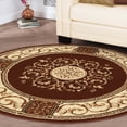 thumbnail image 4 of Superior Classic Elegant Floral Medallion Power-Loomed Indoor Area Rug, Toffee, 5' Round, 4 of 5