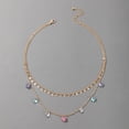 thumbnail image 4 of HOARBOEG Necklace for Women Girlfriend As Gifts Jewelry Golden Geometric Disc Tassel Color Rhinestone Pendant Two-In-One Chain, 4 of 8