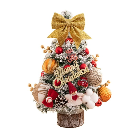 Artificial Tabletop Christmas Tree with Lights for Table Festivals Fireplace Orange
