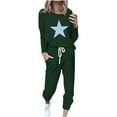 thumbnail image 1 of Pisexur Ensembles Deux Pièces pour Femmes Automne Tendance Imprimé Étoile Chandails en Molleton Col Rond Pantalons Jogger Survêtements Femmes Tenue Décontractée Surdimensionnée Tenues de Voyage Vacances pour Femmes, 1 of 4
