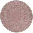 thumbnail image 2 of SAFAVIEH Courtyard Josiah Floral Medallion Indoor/Outdoor Area Rug, 6'7" x 6'7" Round, Light Grey/Fuchsia, 2 of 7