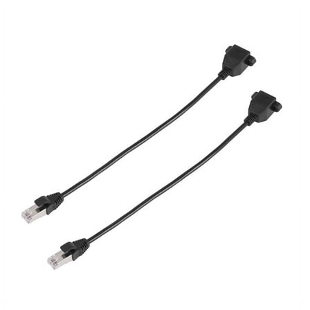 2X RJ45 Female to Male Adapter Network Extension Cable Panel Mount 27cm,2 x Network Adapter Cable,Black
