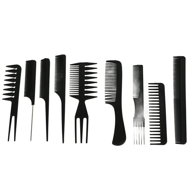 Juego de 10 peines para el cabello, de plástico, para desenredar y masajear, para cabello rizado, ondulado y húmedo