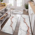thumbnail image 2 of White Gray Rose Gold Marble Pattern Kitchen Rugs Sets Of 3,Kitchen Runner Rugs Non Skid Washable,Decorative Kitchen Floor Mats for Kitchen,Sink,Laundry,17"x30"+ 17"x47" + 17"x59", 2 of 6
