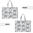 thumbnail image 4 of Handbag File Bag 15×10.6in Large Capacity Double Pocket Designed For Work Travel Travel Shopping Modern Minimalist Black And White Ribbon Bow Pattern, 4 of 8