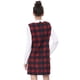 thumbnail image 5 of Vestido de cuadros de manga larga con cuello Peter Pan en contraste Allegra K rojo S, 5 of 7