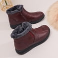 thumbnail image 4 of kakina CMSX Women's Clearance Retro Soft Leather Thick Plush Warm Snow Boots,Fashion Classic Warm Faux Fur Shearling Lining Side Zipper Comfortable Ankle Boots, 4 of 4