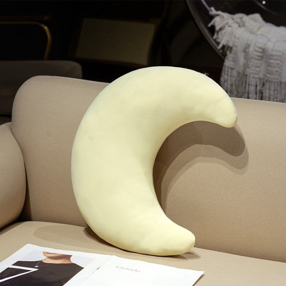 1pcs Moon Plush Toy Pillow, Decorative Throw Pillows for Bed Couch, 45*40cm Moon Shaped Pillow Plush Room Decor Pillow，Sofa Bedroom Living Room Decoration，Yellow
