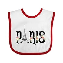 Inktastic Paris Eiffel Tower with Flowers Boys or Girls Baby Bib