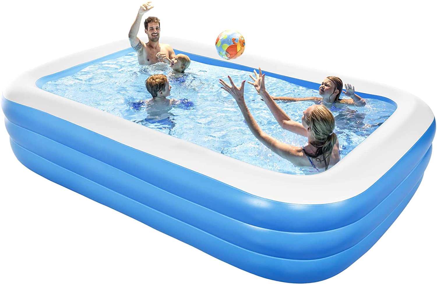 JONYJ Inflatable Pool Garden Backyard 150 x 72 x 22 Family Full-Sized Inflatable Swimming Pool Adults Toddlers Oversize Lounge Kiddie Pools for Outdoor Blow Up Pool for Kids 