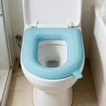 thumbnail image 4 of Universal Toilet Seat Cover, Soft Cushioned Comfort for Toilet Seat, Washable EVA Waterproof, Non-Slip with Handle, Fits U V O Square Shapes, Easy to Clean, Blue, 4 of 5