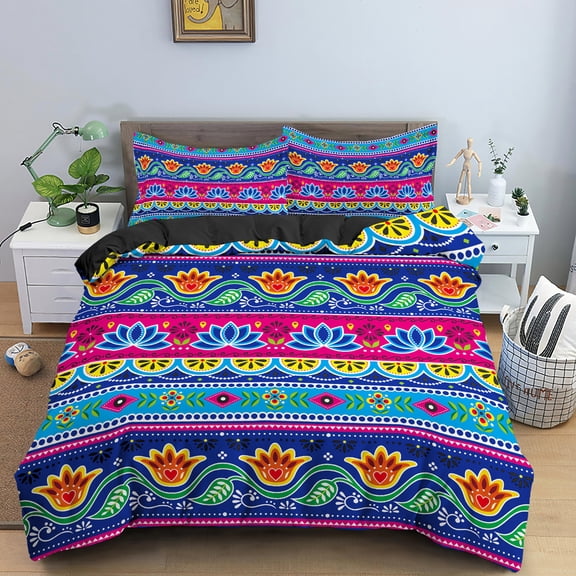 Bohemian Duvet Cover Microfiber Bohemian Ethnic Men and Women Southwestern Indian Tribal Exotic National Style Theme Room r