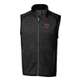 thumbnail image 2 of Men's Cutter & Buck Heather Charcoal Chicago Bears Throwback Logo Mainsail Sweater-Knit Big & Tall Full-Zip Vest, 2 of 3