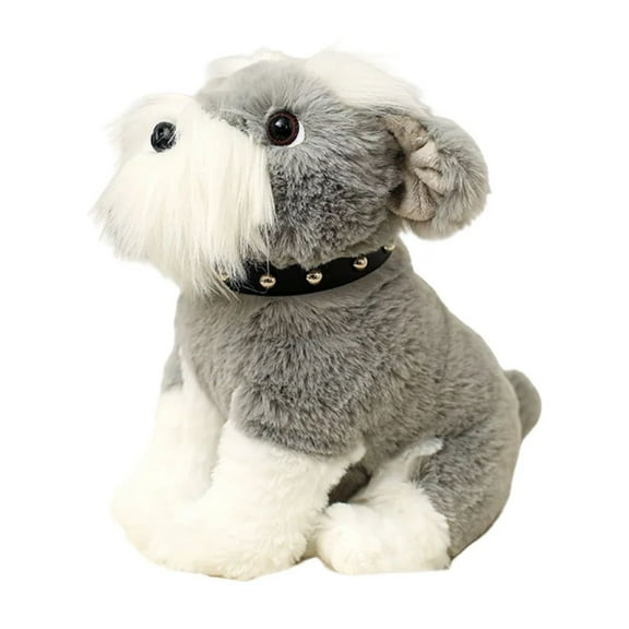 Cute Simulation Pet Dog Realistic schnauzer Soft Stuffed Plush Toy Puppy Animal Doll Kids Gift-9''