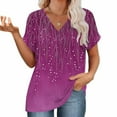 thumbnail image 5 of DDAPJ pyju Womens Tunic Tops Floral Print V Neck Short Sleeve T-Shirts Boho Summer Blouse Tees Ofertas Hoy Liquidación Hot Pink L, 5 of 8