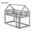 thumbnail image 7 of Twin Over Twin Rubber Wood Floor Bunk Bed with ladder Guardrails House-Shaped-Bunk Bed Grey, 7 of 7