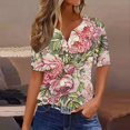 thumbnail image 1 of Fiudx Tops para Mujer Blusa de Manga Corta Estampada a La Moda para Mujer, Blusas Informales con Cuello En V, 1 of 5