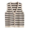 thumbnail image 6 of Women Tank Tops Striped Sleeveless Button Up Cardigan Sweater Vests Knitted Fabric Casual Work Daily Wear, 6 of 6