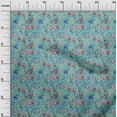 thumbnail image 3 of oneOone Georgette Viscose Turquoise Green Fabric Florals Dress Material Fabric Print Fabric By The Yard 42 Inch Wide, 3 of 4