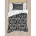 thumbnail image 1 of Abstract Duvet Cover Set Twin Size, Monochrome Celtic Triskelion Motifs Rhythmic Intertwined Illustration, Decorative 2 Piece Bedding Set with 1 Pillow Sham, Charcoal Grey and White, by Ambesonne, 1 of 3