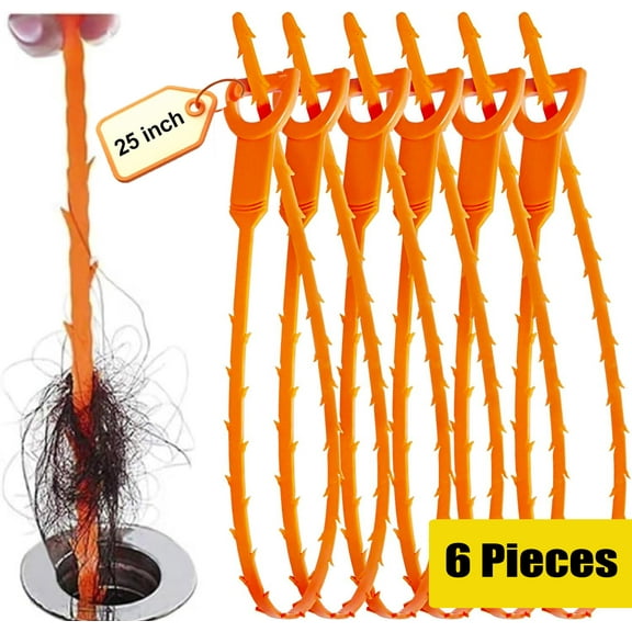 6 Pack Hair Drain Clog Cleaning Toot, Hair Drain Clog Remover Tool, Drain Augers Hair Catcher Tools for Kitchen, Sink Bathroom, Tub Toilet