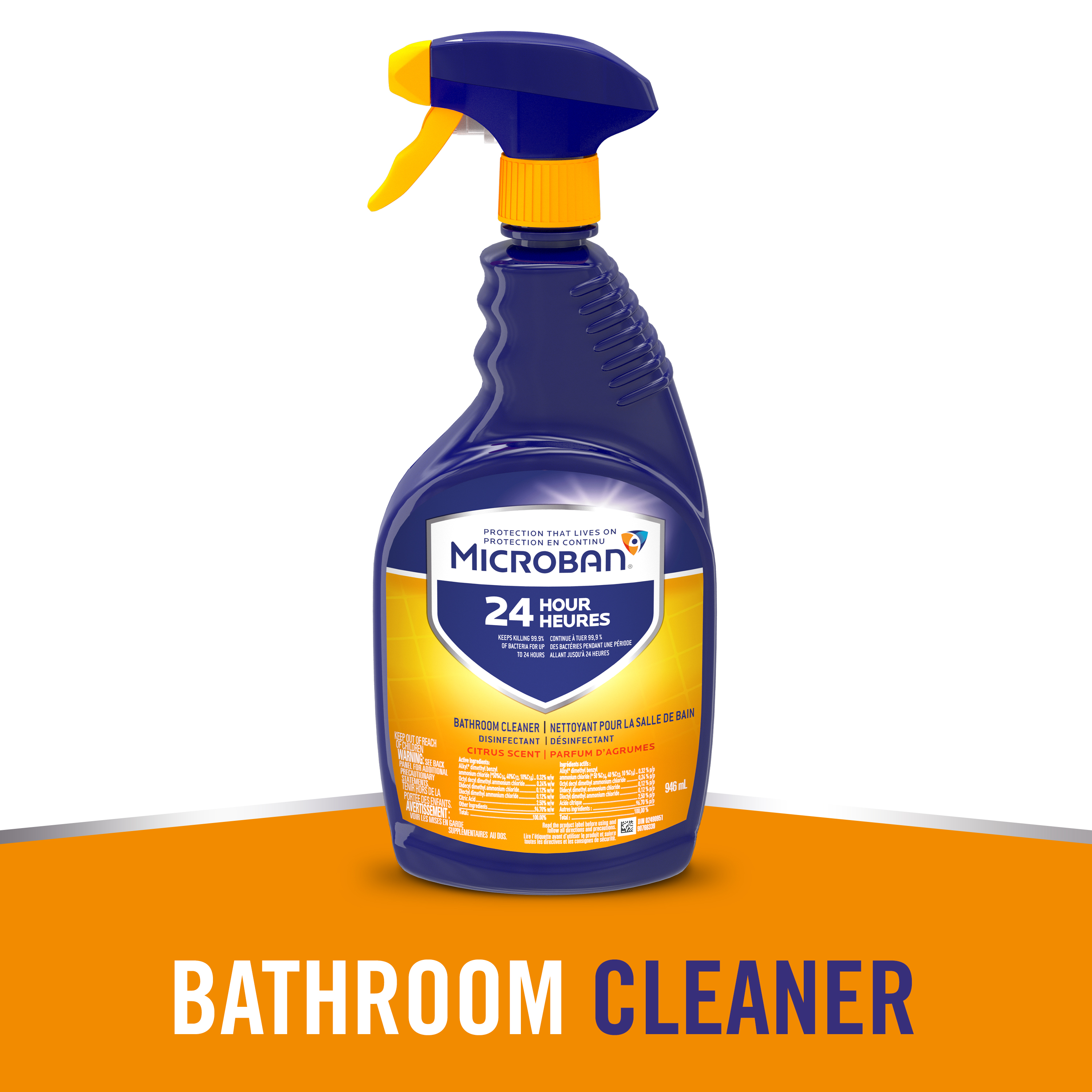 Microban Citrus Scent 24 Hour Bathroom Cleaner and Sanitizing Spray