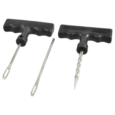 Unique Bargains Black T Handle Car Bike Tubeless Tire Tyre Puncture Plug Repair Tool 2 in 1