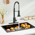 thumbnail image 3 of IUSU 20in Kitchen Faucet with Pull Down Sprayer, Brushed Nickel Commercial Spring Kitchen Sink Faucet Single Handle Pull Out Sink Faucets with Deck Plate Suit to 1 or 3 Holes Black, 3 of 10