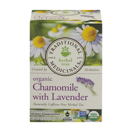 TRADITIONAL MEDICINALS Tisanes Camomille Bio avec des sacs de lavande de thé - 16 CT