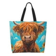 thumbnail image 1 of Balery Cute Cow Sunflowers Art Bolsa Tote Estilo Estético con Cremalleras, Bolsa de Hombro, Bolsa de Compras Grande y Plegable, 1 of 8