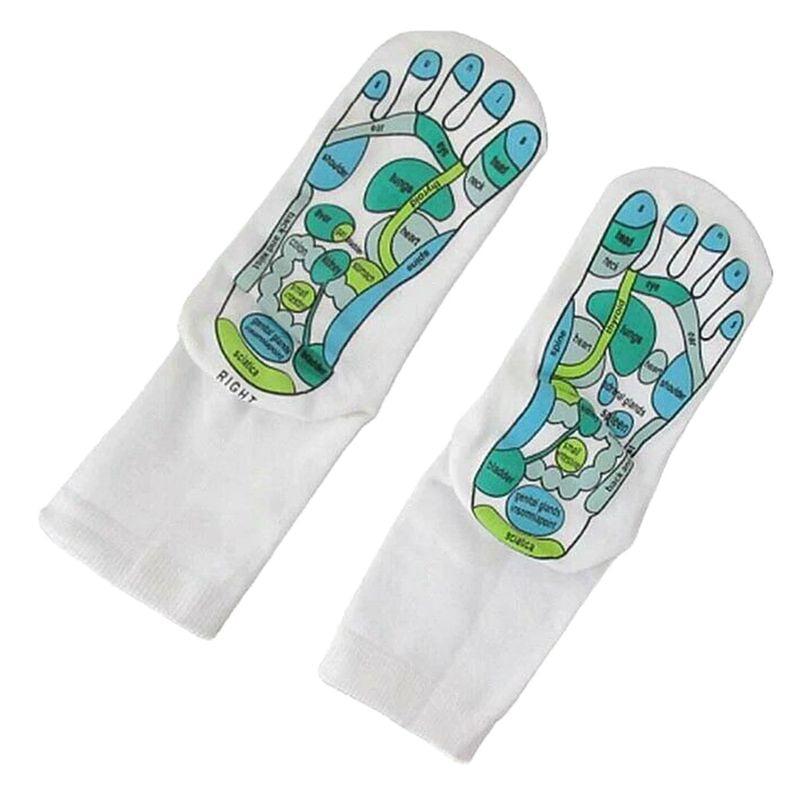 2 Pairs Acupressure Reflexology Socks,Foot Massage Reflection Area Schematic Socks,Foot Pressure Point Acupressure Massage Auxiliary Socks