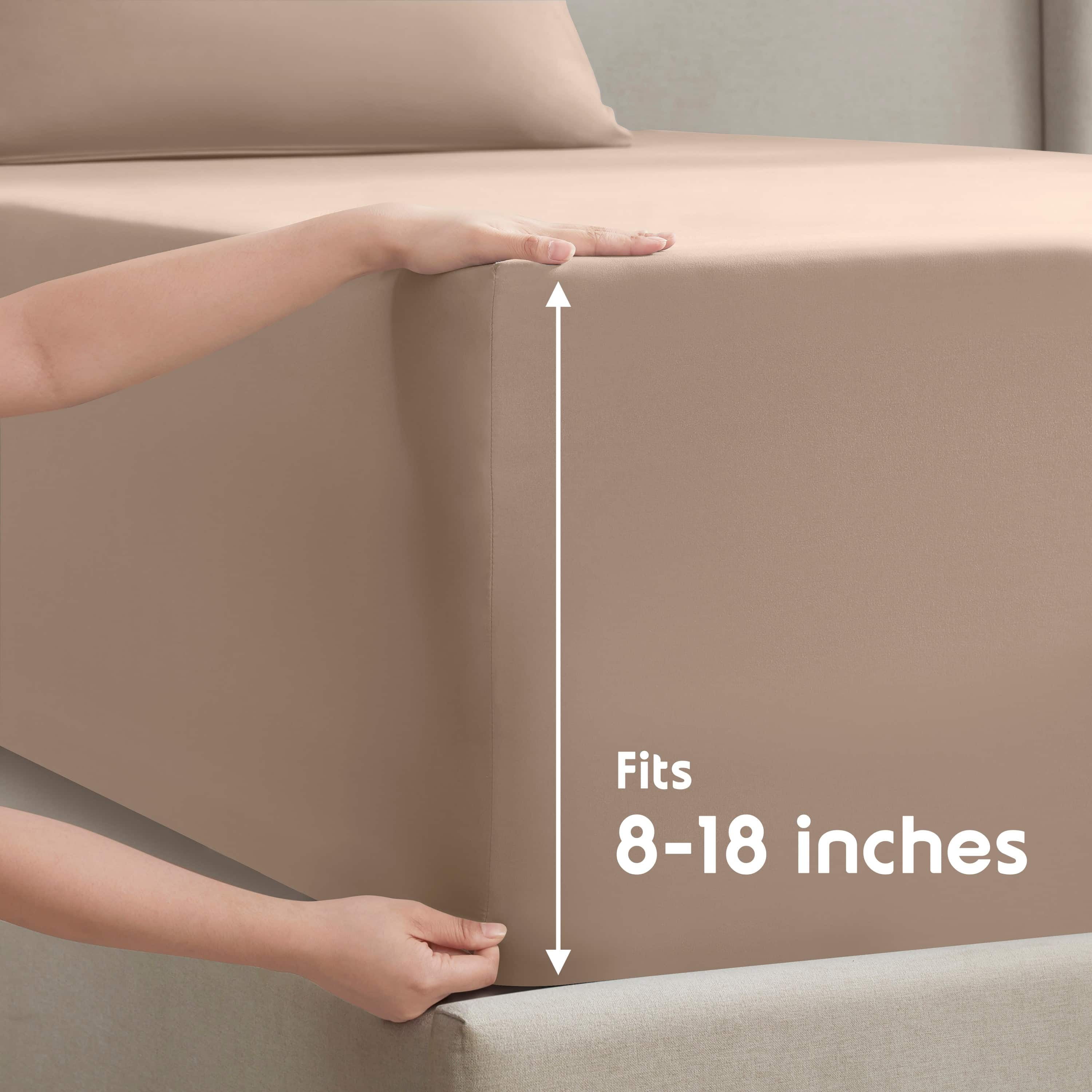 Lammaloe Twin Sheets Set, Hotel Style Deep Pocket 3 Piece Bed Sheets, Soft Microfiber Kids Bedding Set, Taupe Sand