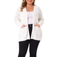 thumbnail image 1 of Suéter cárdigan de mujer plus size Agnes Orinda, abierto al frente, de manga larga, cárdigans de punto casual con bolsillos 2X blanco, 1 of 5