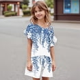 thumbnail image 4 of Grblisyd Girls 2 Piece Outfits Summer Cute Floral Print Ruffle Short Sleeve T-shirt Drawstring Shorts Sets, 4 of 4