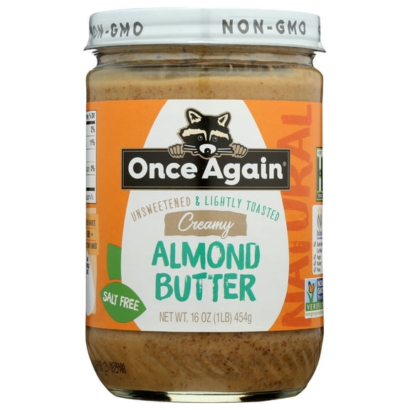 Pack of 6, Once Again Unsweetened Creamy Almond Butter, 16 oz