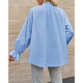 thumbnail image 4 of Women Shirt Long Sleeved Button Up Shirt Pleated V Neck Shirt Loose Casual Fluffy Top, 4 of 5