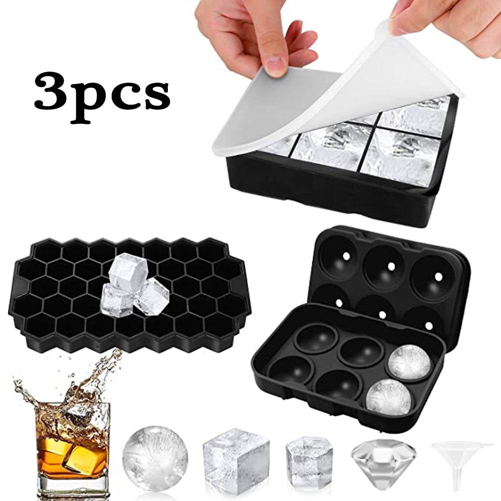 37 Grids Silicone Ice Cube Tray w/Lid, 2 Maker Mold for Drinks